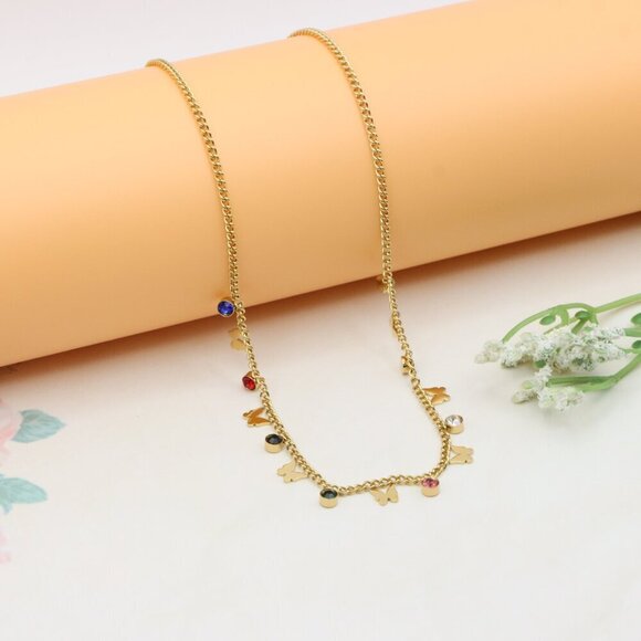 Colorful Charm Yellow Necklace with Gold Plated Chain, XPNL0371 - Picture 2 of 11